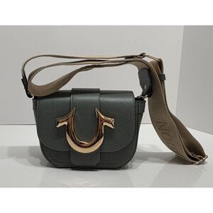 True Religion Sage Green Gold Hardware Mini Flap Crossbody Shoulder Strap BagEUC